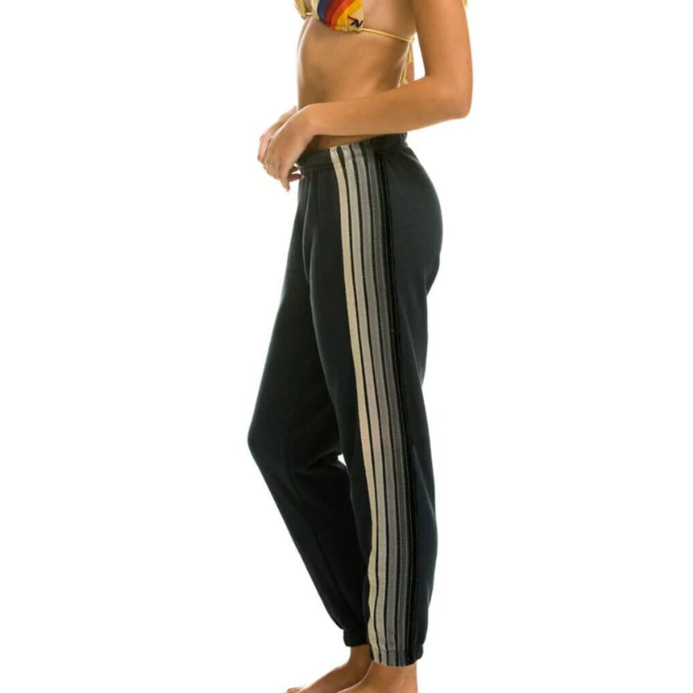 ~ Aviator Nation XL Sweatpants Gray 5-Stripe Beachy Lounge Athleisure Gym Relax - Picture 3 of 15